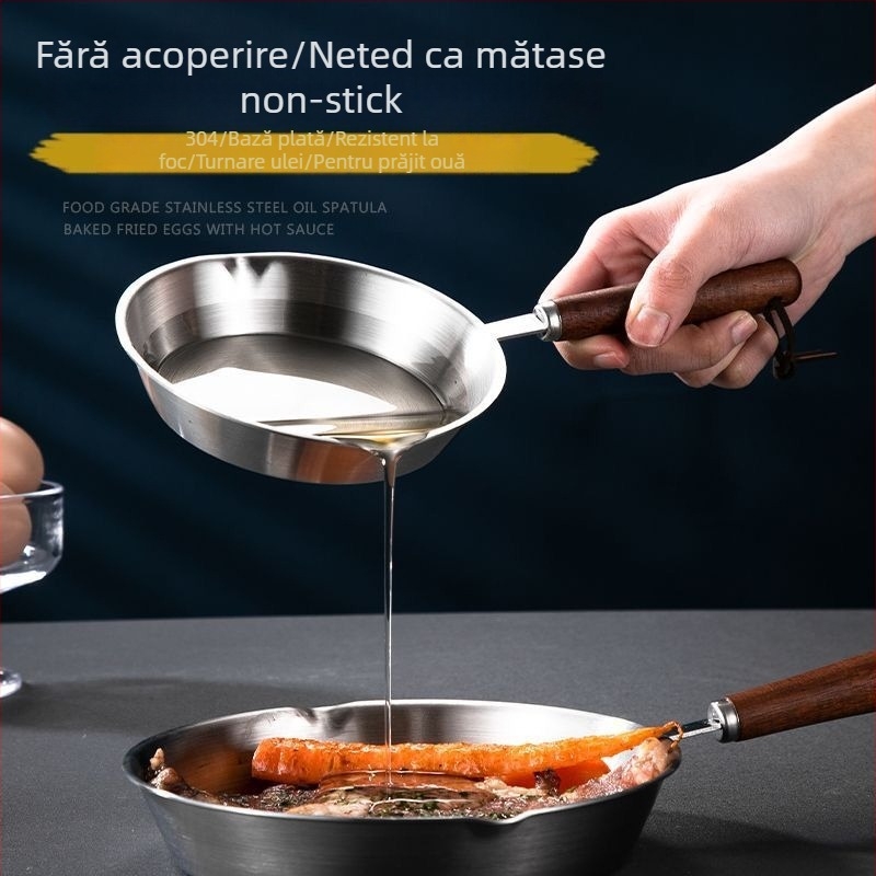 Tigaie din oțel inoxidabil 304, fund plat, fară acoperire, de calitate alimentară, compatibilă cu toate plitele