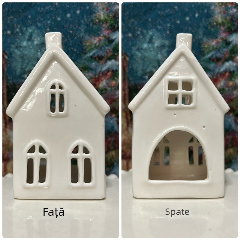 Casă ceramică în stil nordic pentru lampă de noapte, acvariu și decor de curte