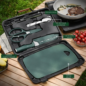 Set ustensile BBQ din oțel inoxidabil – set portabil pentru grătar, stil modern