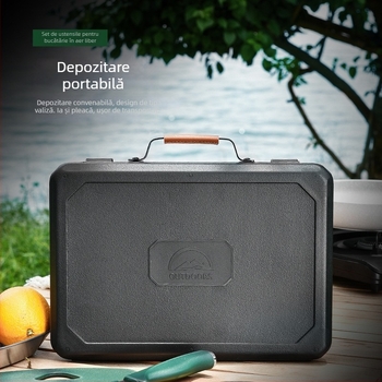 Set ustensile BBQ din oțel inoxidabil – set portabil pentru grătar, stil modern