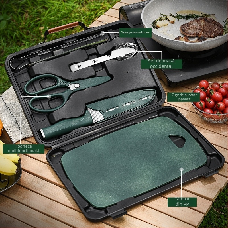 Set ustensile BBQ din oțel inoxidabil – set portabil pentru grătar, stil modern