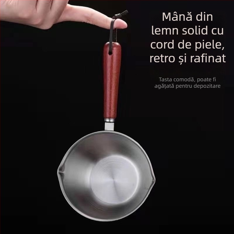 Oală mică pentru ulei fierbinte din oțel inoxidabil 316, antiaderent, cu fund plat unic, fără capac, compatibilă cu toate plitele