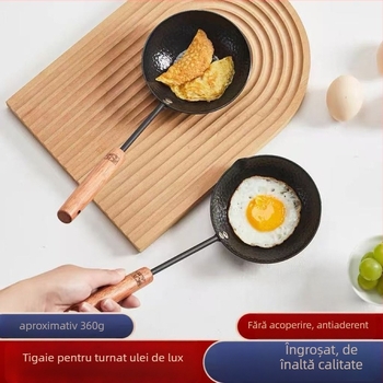 Vas de ulei din fontă, cu mâner, neacoperit, cu bază simplă, 360 g, potrivit pentru aragazuri generale