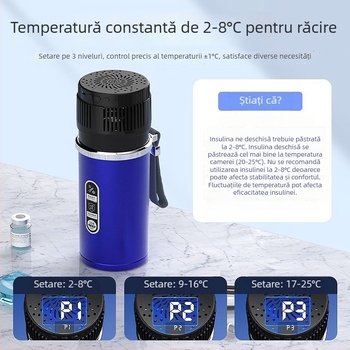 Cutie portabilă de răcire pentru insulină și medicamente, răcire termoelectrică, 5 L capacitate, reîncărcabilă