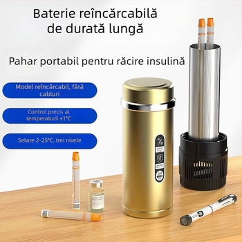 Cutie portabilă de răcire pentru insulină și medicamente, răcire termoelectrică, 5 L capacitate, reîncărcabilă