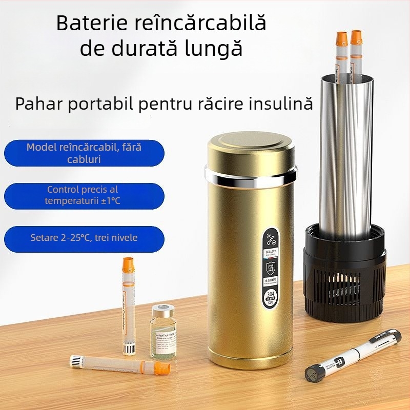 Cutie portabilă de răcire pentru insulină și medicamente, răcire termoelectrică, 5 L capacitate, reîncărcabilă