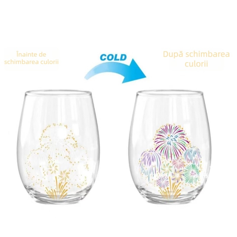 Tip: Pahar pentru shot; Formă: Ou; Material: Sticlă borosilikat; Funcție: Schimbare de culoare; Execuție: Suflare manuală