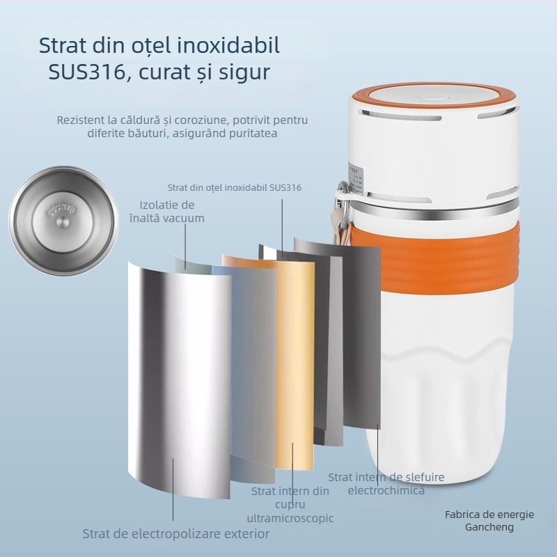 Cupă izolată pentru răcire cu răcire pe bază de semiconductori, alimentare USB, corp din oțel inoxidabil și vas interior din oțel, model Hf-zlb01, capacitate sub 1 L