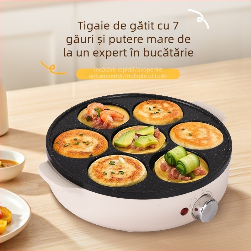 Tigaie pentru omletă cu șapte găuri – antiaderentă, multifuncțională pentru bucătăria de acasă, ouă și mini burgeri