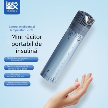 Răcitor pentru insulină cu răcire pe bază de semiconductori - Mini frigider portabil, reîncărcabil, destinat medicamentelor hormonale, capacitate 5 L, putere 10 W, brand Mynew/Mainiu