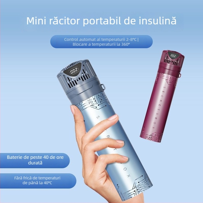 Răcitor pentru insulină cu răcire pe bază de semiconductori - Mini frigider portabil, reîncărcabil, destinat medicamentelor hormonale, capacitate 5 L, putere 10 W, brand Mynew/Mainiu