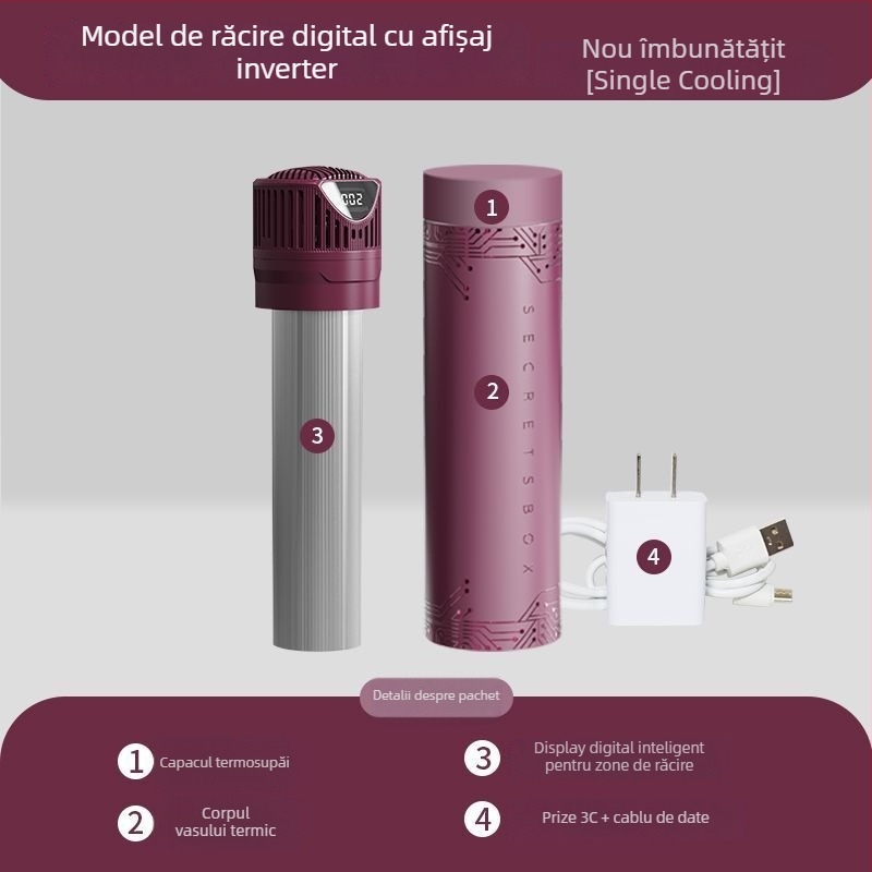 Răcitor pentru insulină cu răcire pe bază de semiconductori - Mini frigider portabil, reîncărcabil, destinat medicamentelor hormonale, capacitate 5 L, putere 10 W, brand Mynew/Mainiu