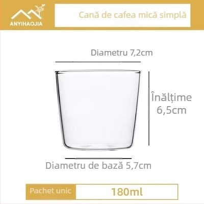 Ceașcă de cafea din sticlă borosilikată, fără mâner, ușoară, potrivită pentru congelare, rezistentă la temperaturi ridicate și potrivită pentru încălzire