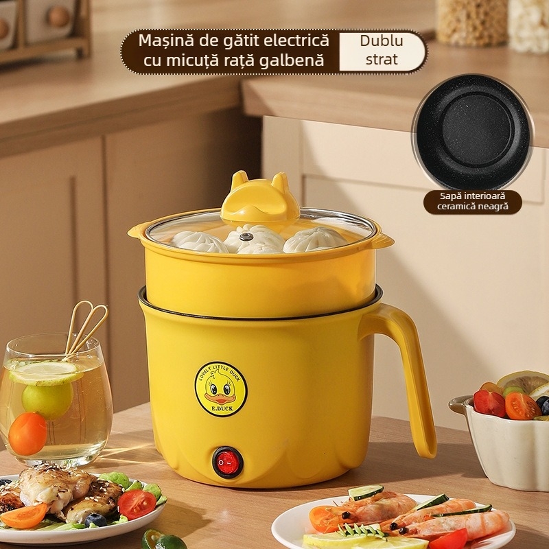 Oală electrică multifuncțională pentru uz casnic - oală compactă pentru 1 persoană, capacitate până la 2 L, interior antiaderent, control cu buton, curățare all-in-one, Killer Bear