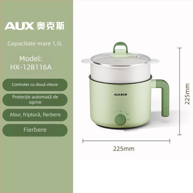 Oakes oală electrică de gătit, capacitate 2 L, pentru 2–3 persoane, curățare integrată, control mecanic, abur rapid, model HX-12B116A