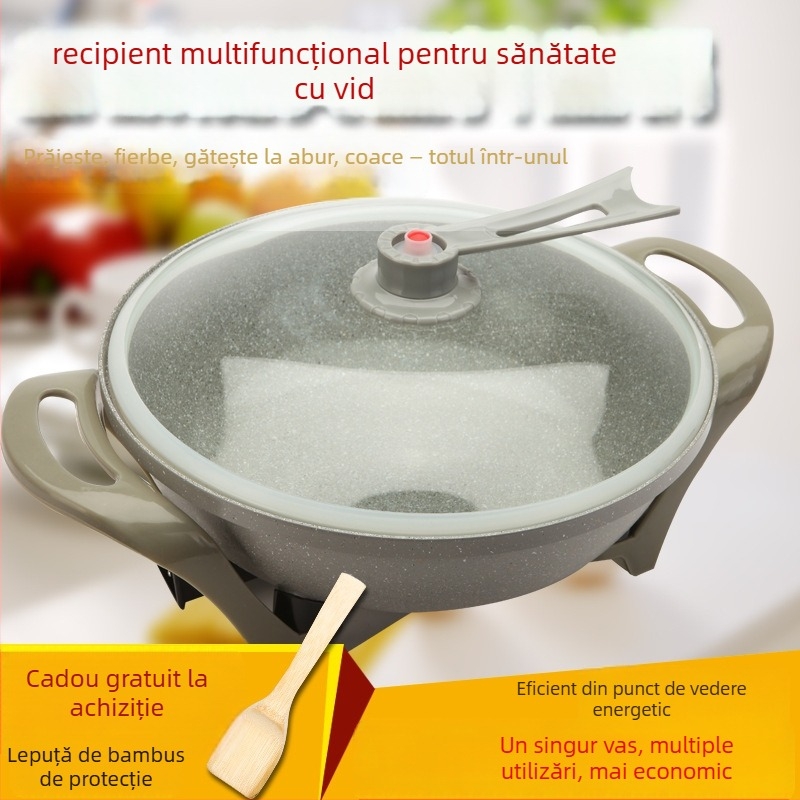 Oală electrică multifuncțională în stil coreean, cu suprafață antiaderentă, capac vidat, 1500W, 220V