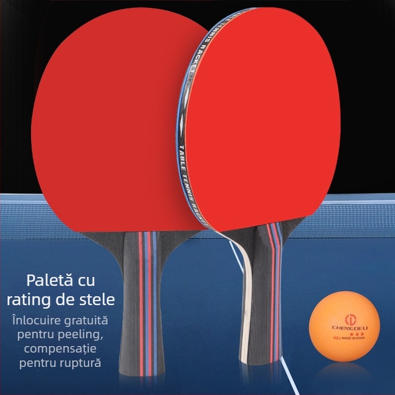 Set de rachete pentru tenis de masă pentru începători - gumă dublă pe ambele fețe, gumă Long-Glue, lamă PE, logo personalizabil