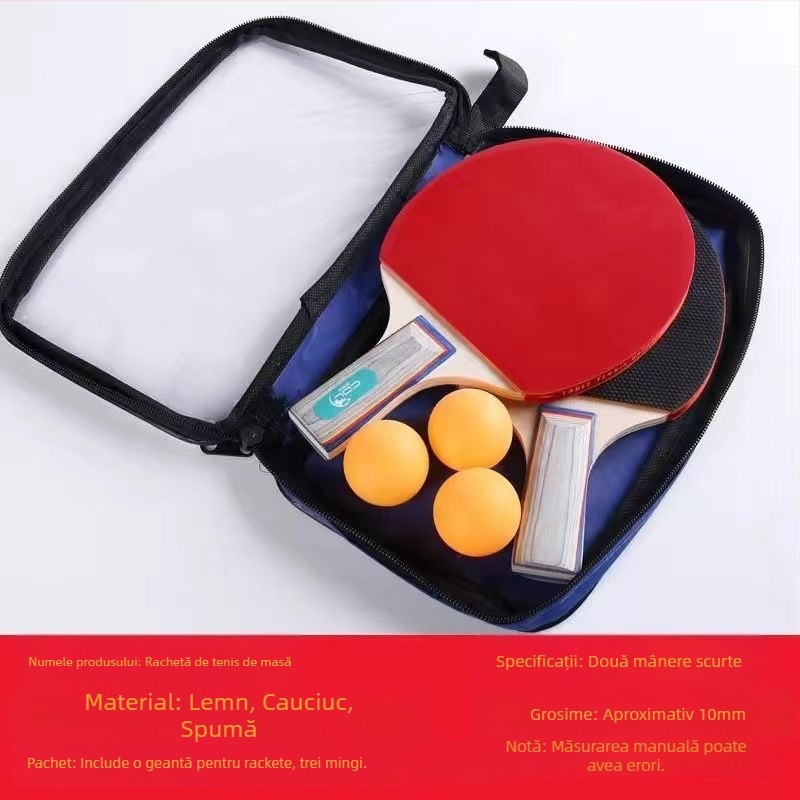 Set de rachete pentru tenis de masă pentru începători - gumă dublă pe ambele fețe, gumă Long-Glue, lamă PE, logo personalizabil
