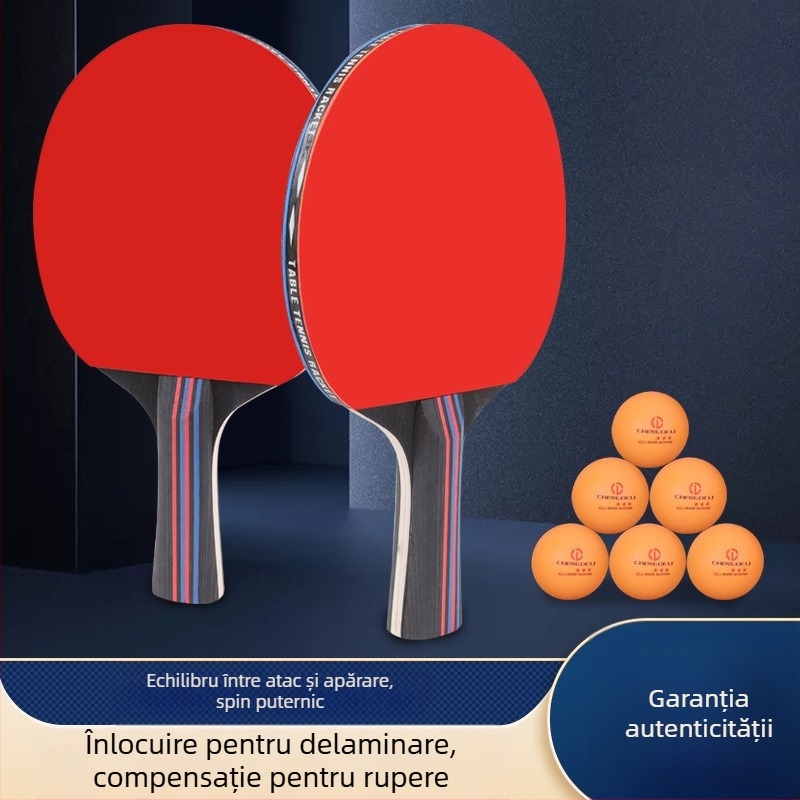Set de rachete pentru tenis de masă pentru începători - gumă dublă pe ambele fețe, gumă Long-Glue, lamă PE, logo personalizabil