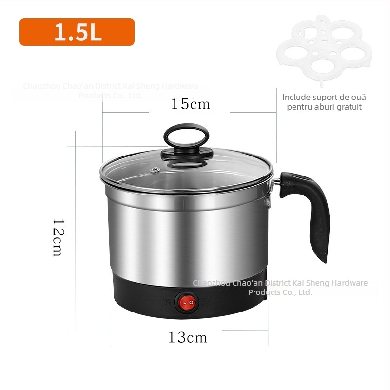 Oală electrică KS88 — capacitate 2,1–4 L, pentru 2–3 persoane, liner din oțel inoxidabil, control prin buton rotativ