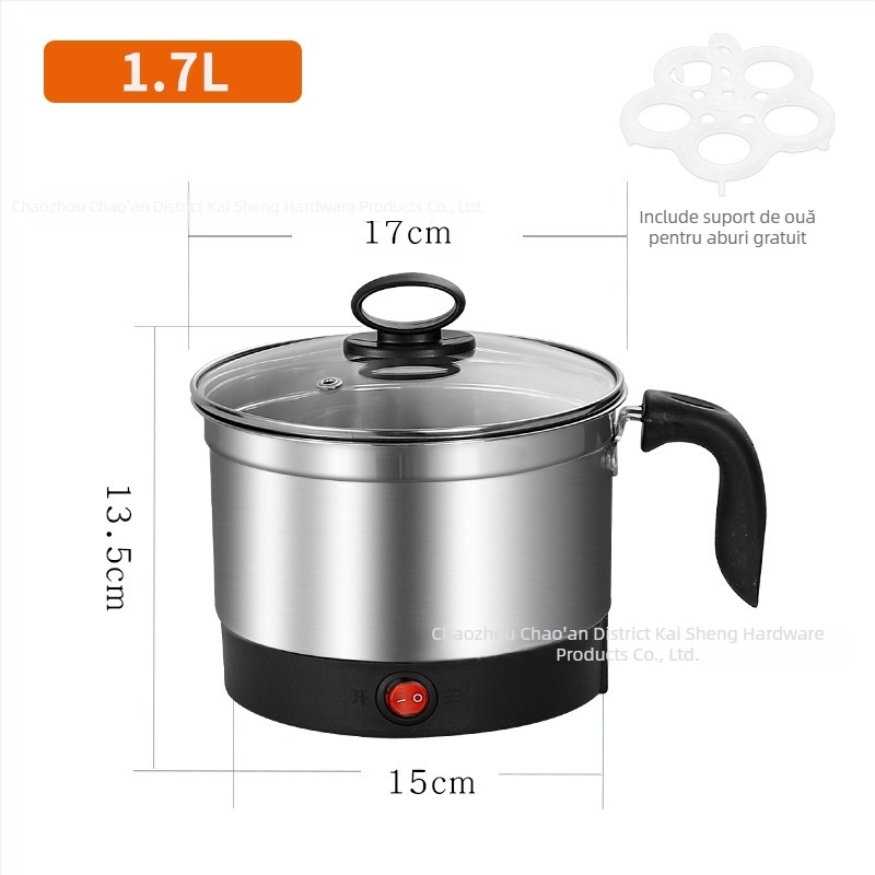 Oală electrică KS88 — capacitate 2,1–4 L, pentru 2–3 persoane, liner din oțel inoxidabil, control prin buton rotativ