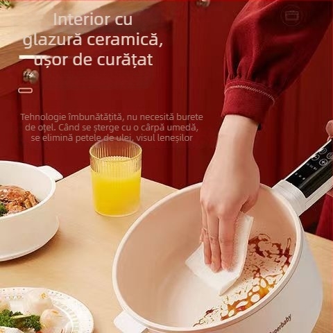 SUPERBABY GM-J/D20 oală electrică mini pentru cămin, capacitate 2 L, 800 W, design all-in-one cu interior ceramic emailat, control microcomputer, funcție programare