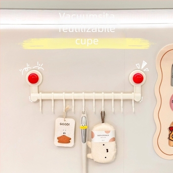 Raft de bucătărie montat pe perete cu ventuze, fără găuri, organizator multifuncțional pentru linguri și spatule; Material: PP+PET; Greutate: 300 g; Finisaj: vopsire cu pulverizare; Stil: modern minimalist