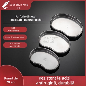 Tavă de dezinfecție dentară din oțel inoxidabil, în formă de rinichi, tavă superficială, cu logotip personalizat