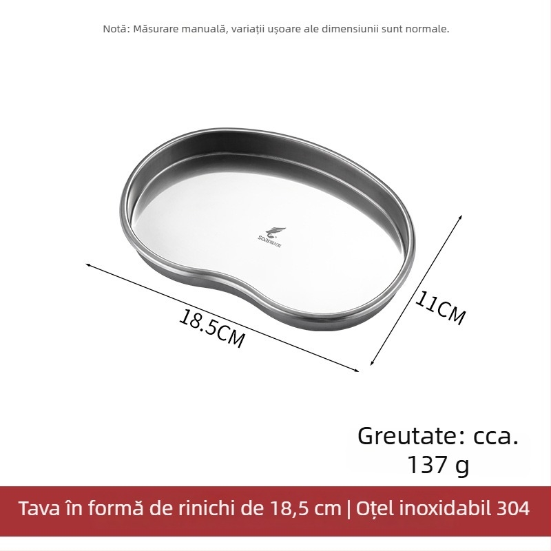 Tavă de dezinfecție dentară din oțel inoxidabil, în formă de rinichi, tavă superficială, cu logotip personalizat