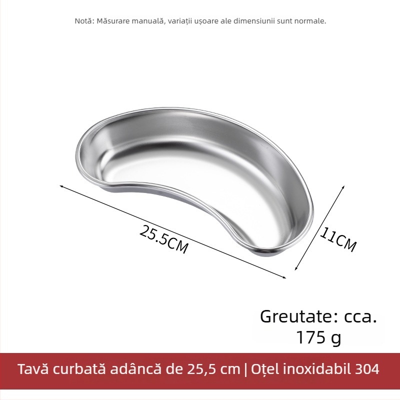 Tavă de dezinfecție dentară din oțel inoxidabil, în formă de rinichi, tavă superficială, cu logotip personalizat