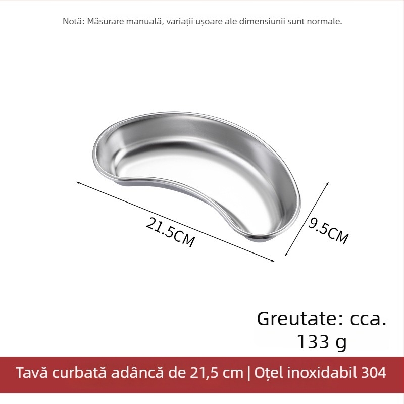 Tavă de dezinfecție dentară din oțel inoxidabil, în formă de rinichi, tavă superficială, cu logotip personalizat