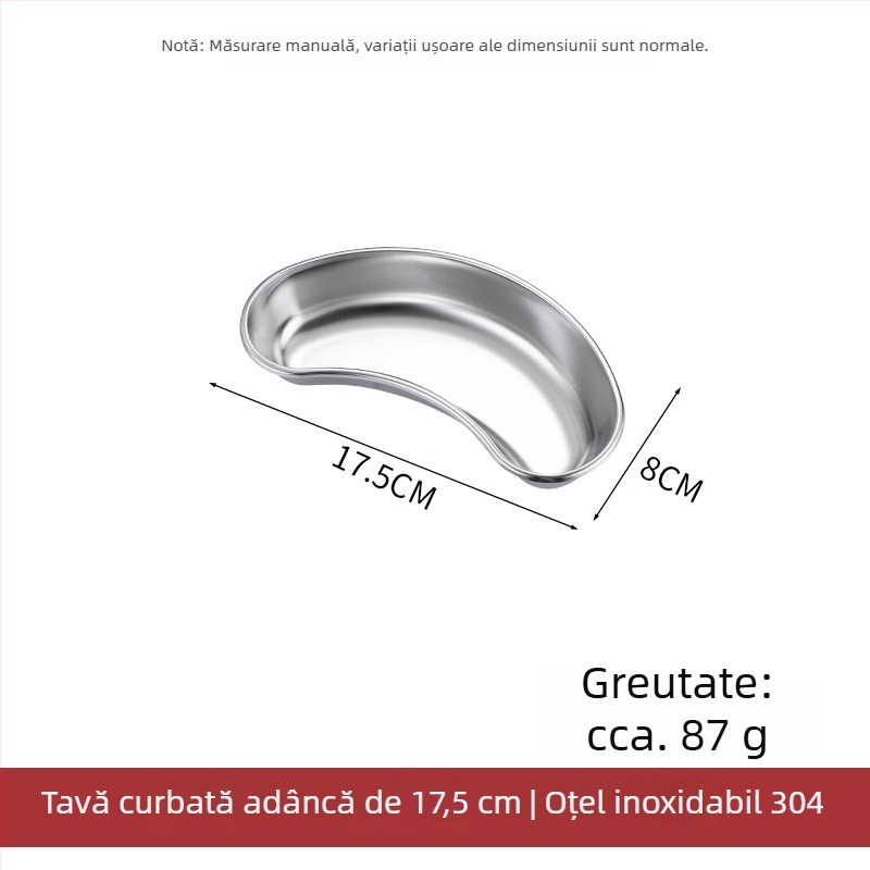 Tavă de dezinfecție dentară din oțel inoxidabil, în formă de rinichi, tavă superficială, cu logotip personalizat