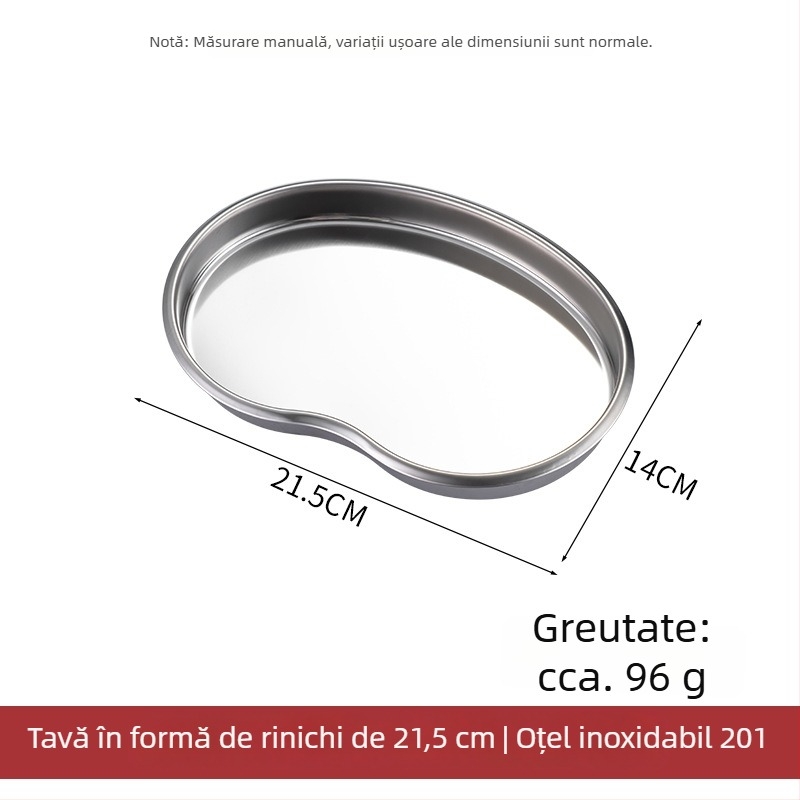 Tavă de dezinfecție dentară din oțel inoxidabil, în formă de rinichi, tavă superficială, cu logotip personalizat
