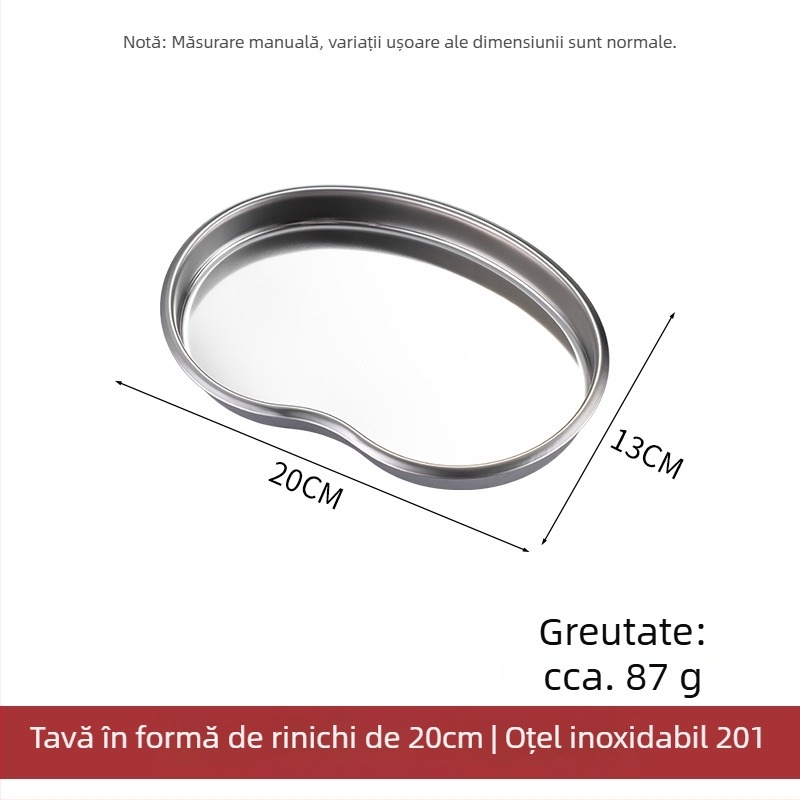 Tavă de dezinfecție dentară din oțel inoxidabil, în formă de rinichi, tavă superficială, cu logotip personalizat