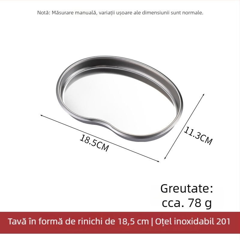 Tavă de dezinfecție dentară din oțel inoxidabil, în formă de rinichi, tavă superficială, cu logotip personalizat