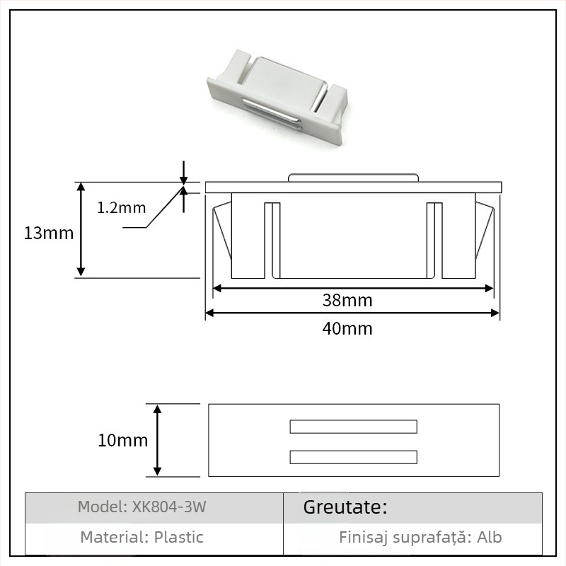 Stop magnetic pentru ușă industrial, montaj încorporat, acționare manuală, model C-349N-2/1, stil Nou Chinezesc