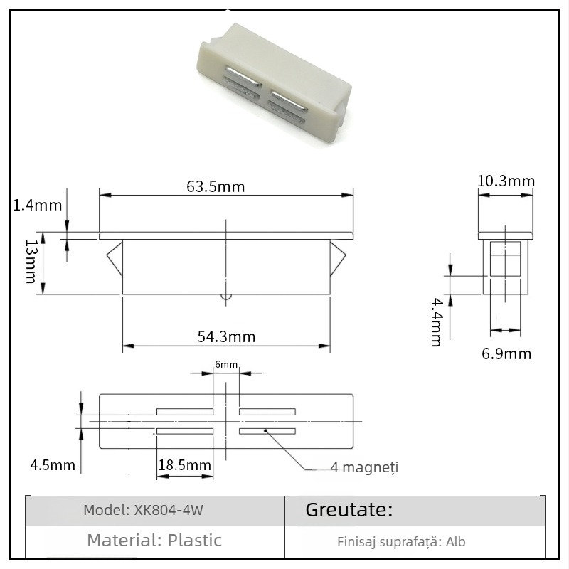 Stop magnetic pentru ușă industrial, montaj încorporat, acționare manuală, model C-349N-2/1, stil Nou Chinezesc