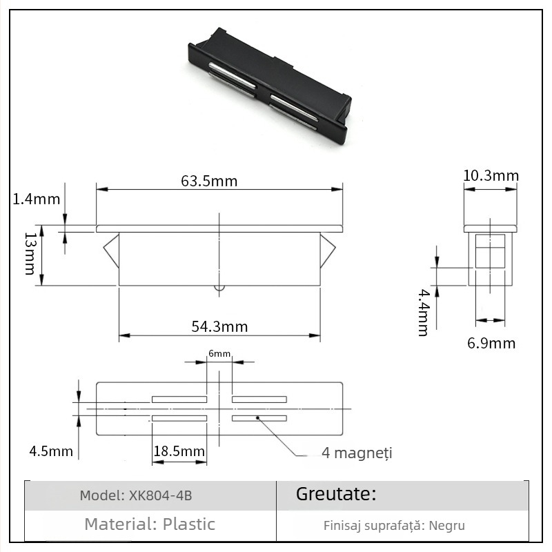 Stop magnetic pentru ușă industrial, montaj încorporat, acționare manuală, model C-349N-2/1, stil Nou Chinezesc