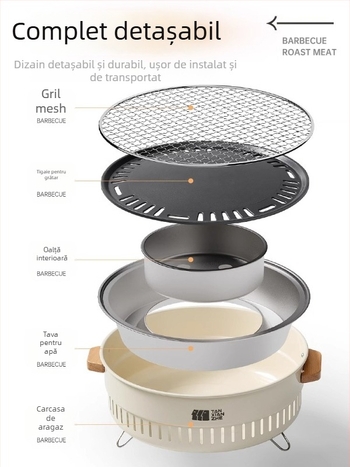 Explorer Aragaz Portabil • oțel inoxidabil • 2 kg • potrivit pentru 3–5 persoane • Model TXZ-HK5001: multifuncțional – alimentare prin priză sau cărbune