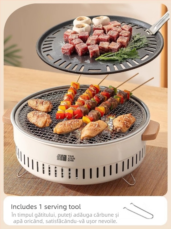 Explorer Aragaz Portabil • oțel inoxidabil • 2 kg • potrivit pentru 3–5 persoane • Model TXZ-HK5001: multifuncțional – alimentare prin priză sau cărbune