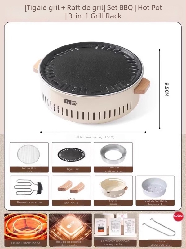 Explorer Aragaz Portabil • oțel inoxidabil • 2 kg • potrivit pentru 3–5 persoane • Model TXZ-HK5001: multifuncțional – alimentare prin priză sau cărbune