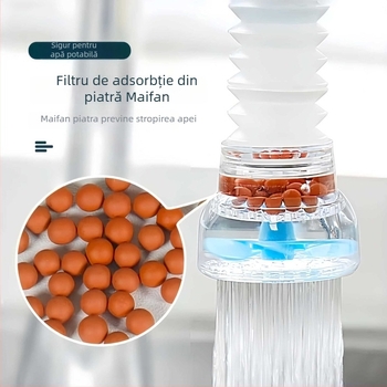 Filtru de robinet cu duză extinsă anti-strop pentru purificarea apei în bucătărie, design minimalist din plastic
