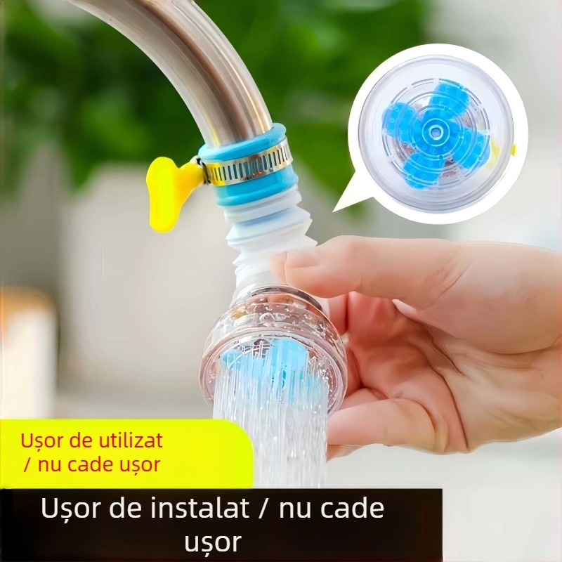 Filtru de robinet cu duză extinsă anti-strop pentru purificarea apei în bucătărie, design minimalist din plastic