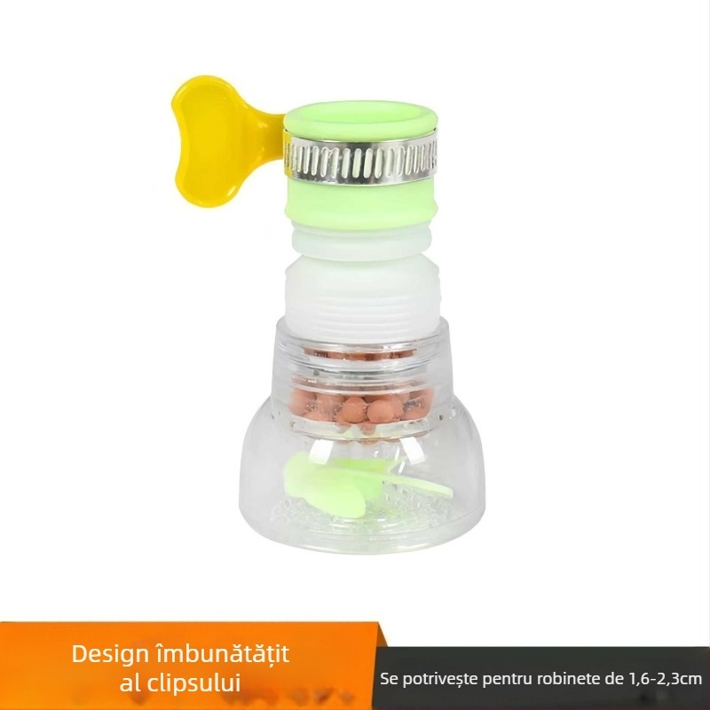 Filtru de robinet cu duză extinsă anti-strop pentru purificarea apei în bucătărie, design minimalist din plastic