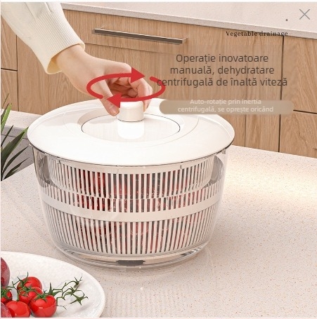Hongrui Home Dehidrator multifuncțional pentru legume și fructe, cu coș de drenaj rotativ manual, din plastic, stil japonez