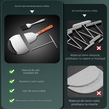 Set de unelte pentru clătite, finisaj argintiu — include spatulă pentru ouă și racletă pentru clătite (Material: Argint; Categorie: Spatulă de bucătărie)