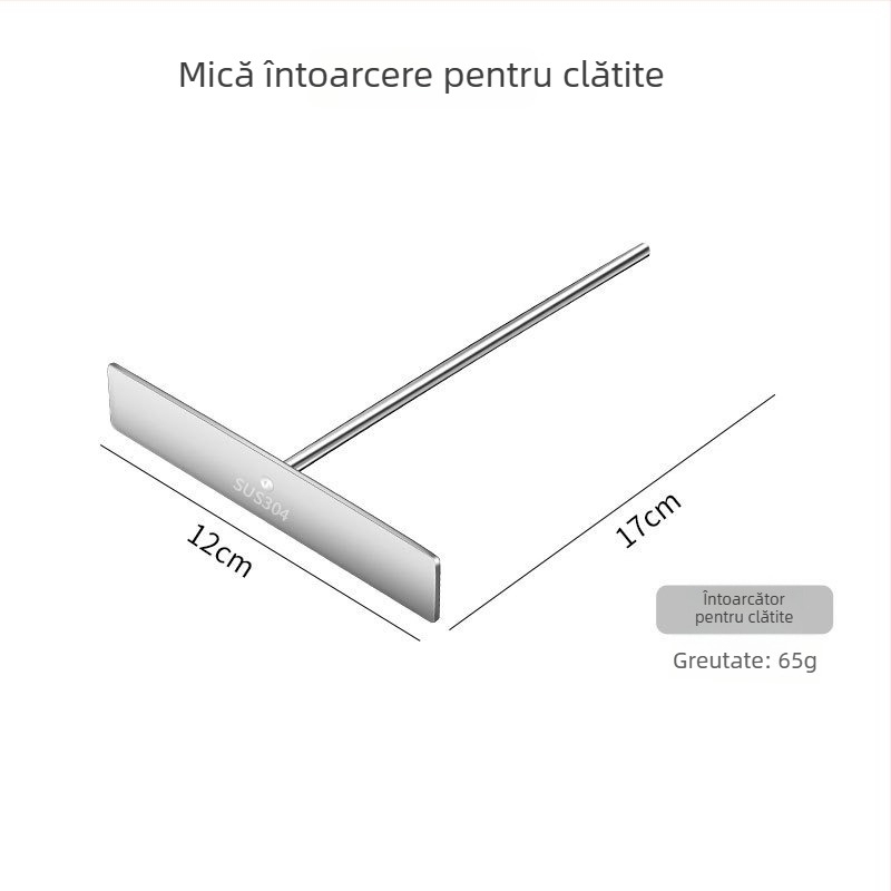 Set de unelte pentru clătite, finisaj argintiu — include spatulă pentru ouă și racletă pentru clătite (Material: Argint; Categorie: Spatulă de bucătărie)