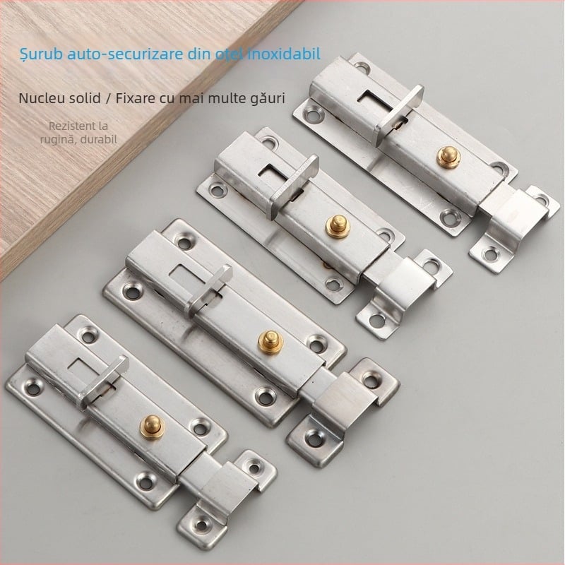 Oțel inoxidabil flanșat, placă plată groasă cu încuietoare auto-elastică pentru ușile de baie și dulapuri – Model auto-elastic, 201/304, finisaj periat, stil nou chinezesc