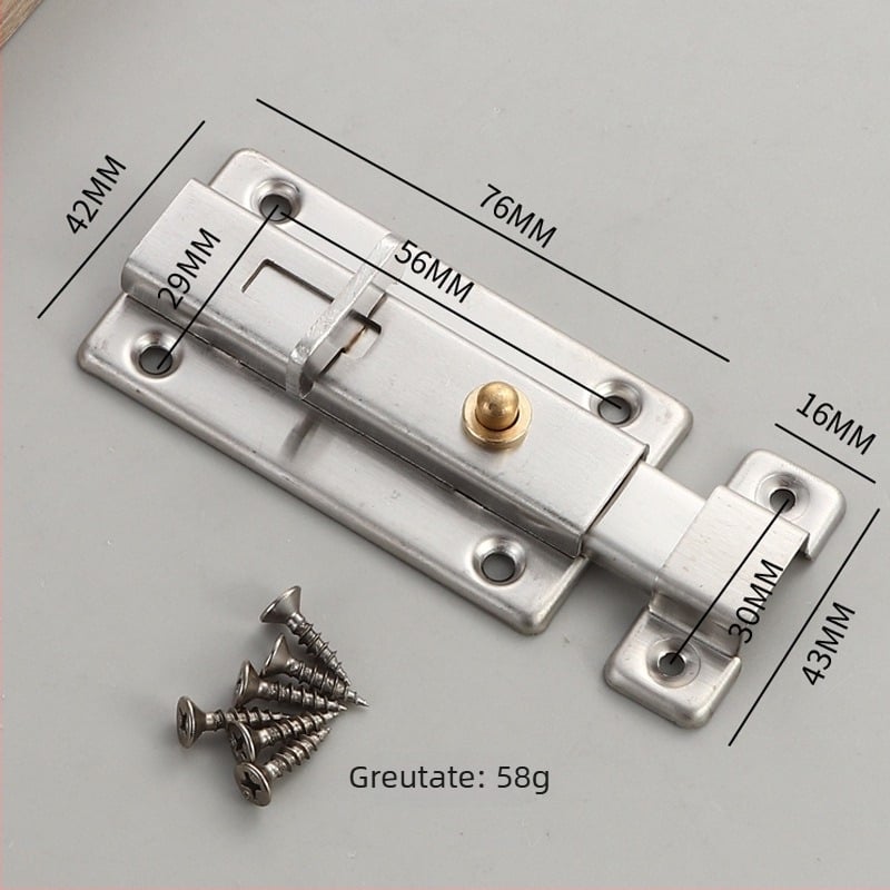 Oțel inoxidabil flanșat, placă plată groasă cu încuietoare auto-elastică pentru ușile de baie și dulapuri – Model auto-elastic, 201/304, finisaj periat, stil nou chinezesc