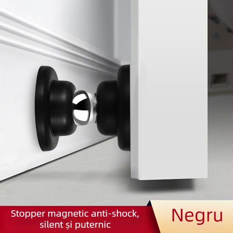 Stop de ușă magnetic – fără găurire, dual-funcție, din silicon, pentru uși din lemn, protecție împotriva coliziunilor